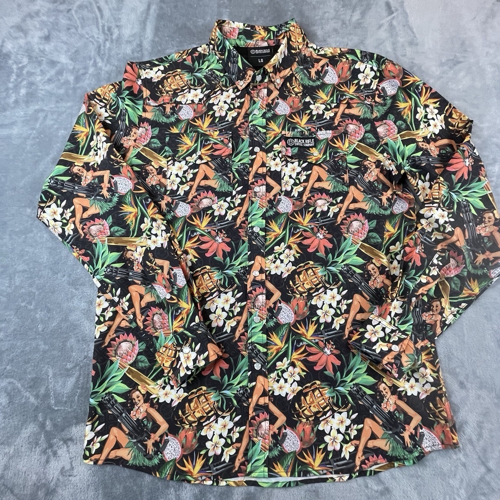 Black rifle coffee Company Tropical Thunder Long Skeeve Snap Performance Shirt L